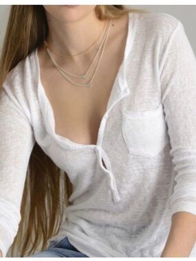 Rails White Long Sleeve Henley Top